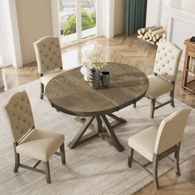 Rustic round dining table for 6 hot sale